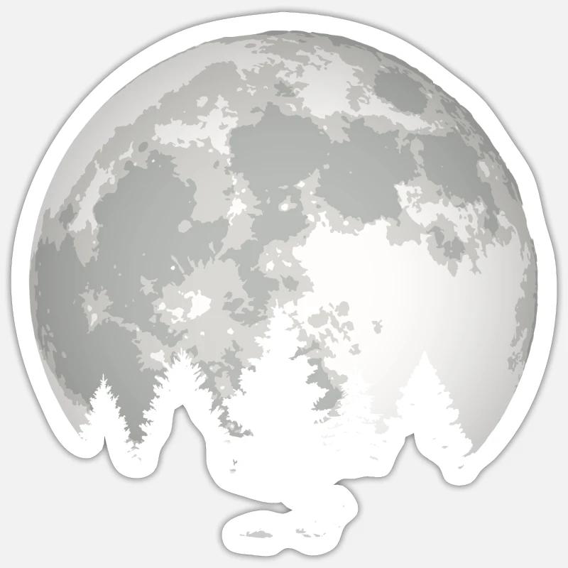Lune forêt - Sticker taille S (10 x 10 cm) - blanc mat