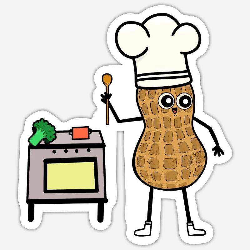 Peanut Cooking Cooking Kitchen Cookhobby Hobby Chef - Sticker size S (10 x 10 cm) - white matte