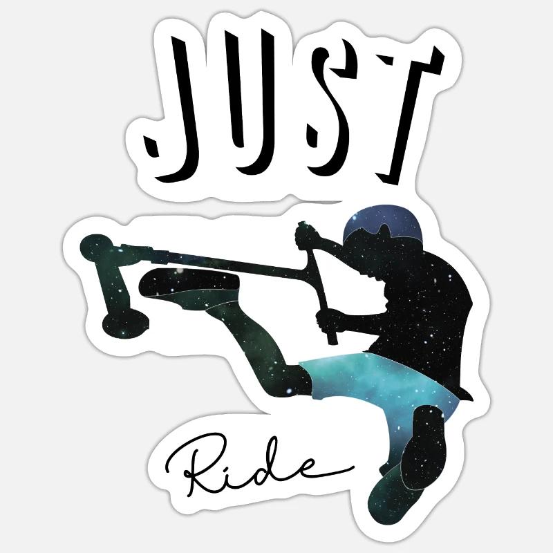 Just ride 2 - Sticker taille S (10 x 10 cm) - blanc mat