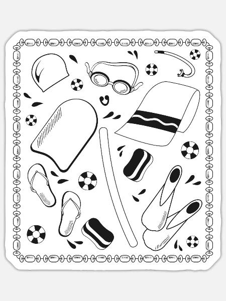 Schwimmausrüstung Design für einen Schwimmer - Sticker Größe S (10 x 10 cm) - Mattweiß