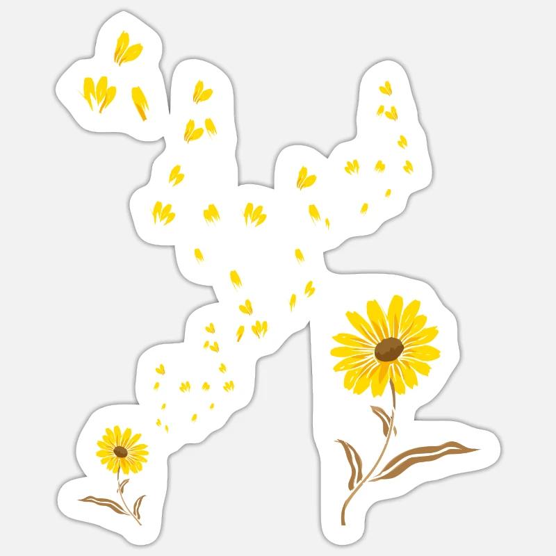 Soleil Fleur fleur tournesol - Sticker taille S (10 x 10 cm) - blanc mat