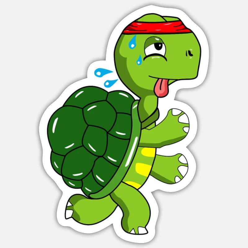 Jogging Turtle - Sticker size S (10 x 10 cm) - white matte
