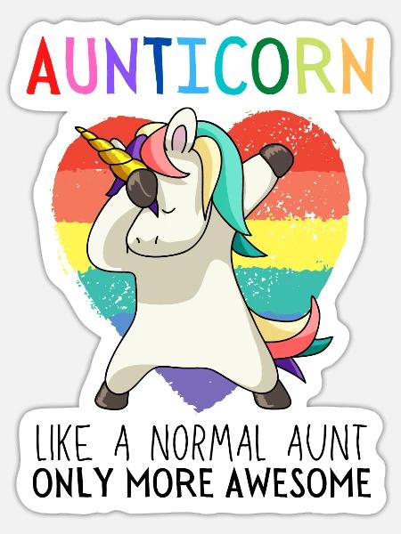 Aunticorn Dabbendes Einhorn Dabbing Unicorn Tante - Sticker Größe S (10 x 10 cm) - Mattweiß