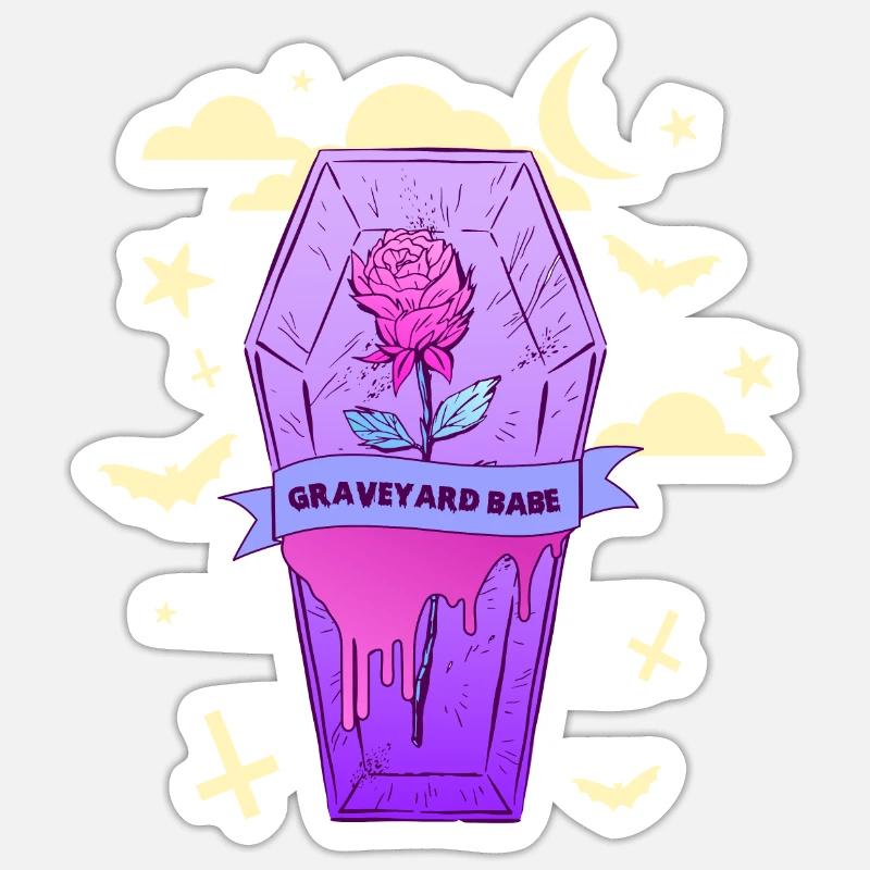 Graveyard Babe, Pastel Goth E-Girl Soft Goth Sticker Größe S (10 x 10 cm)