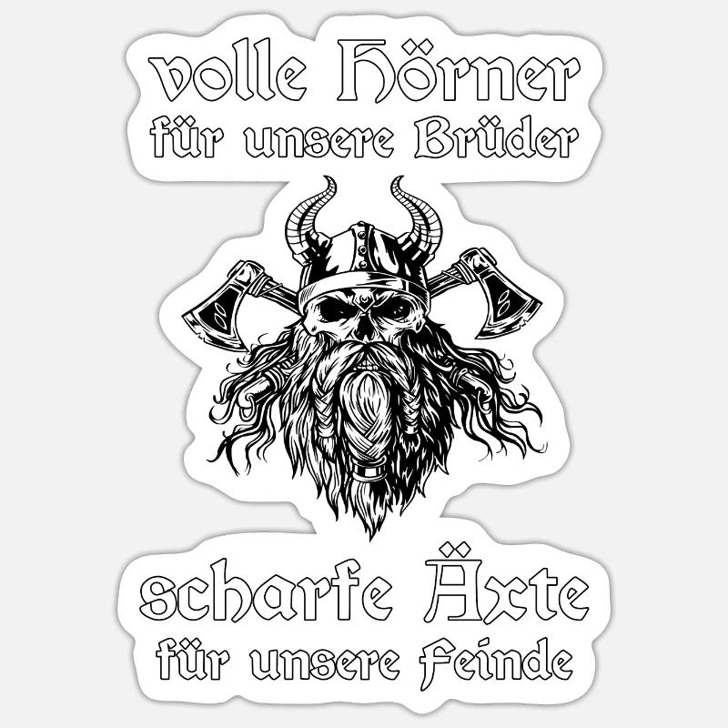 Wikinger Sprüche Berserker Nordmann Geschenkidee - Sticker Größe S (10 x 10 cm) - Mattweiß