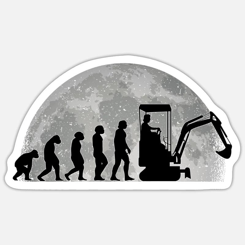 Baggerführer Bagger Evolution Mond Baggerfahrer Sticker Größe S (10 x 10 cm)