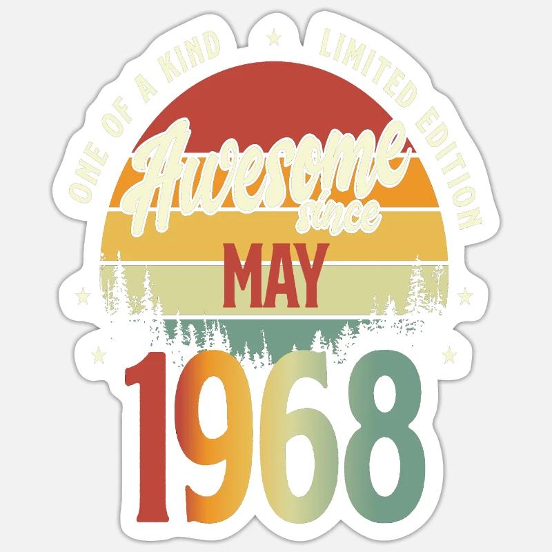 Belle Vintage Mai 1968 Conception anniversaire - Sticker taille S (10 x 10 cm) - blanc mat