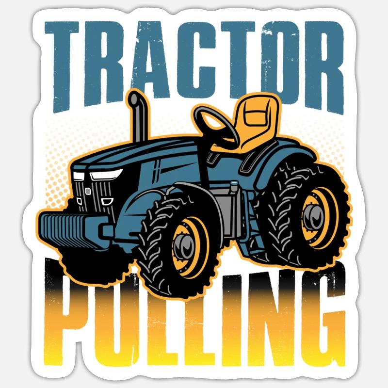 tractor pulling, tractor pulling pulling, racing, - Sticker taille S (10 x 10 cm) - blanc mat