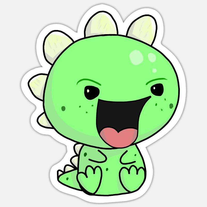 Bébé Dragon Cri de bouche grande gueule - Sticker taille S (10 x 10 cm) - blanc mat