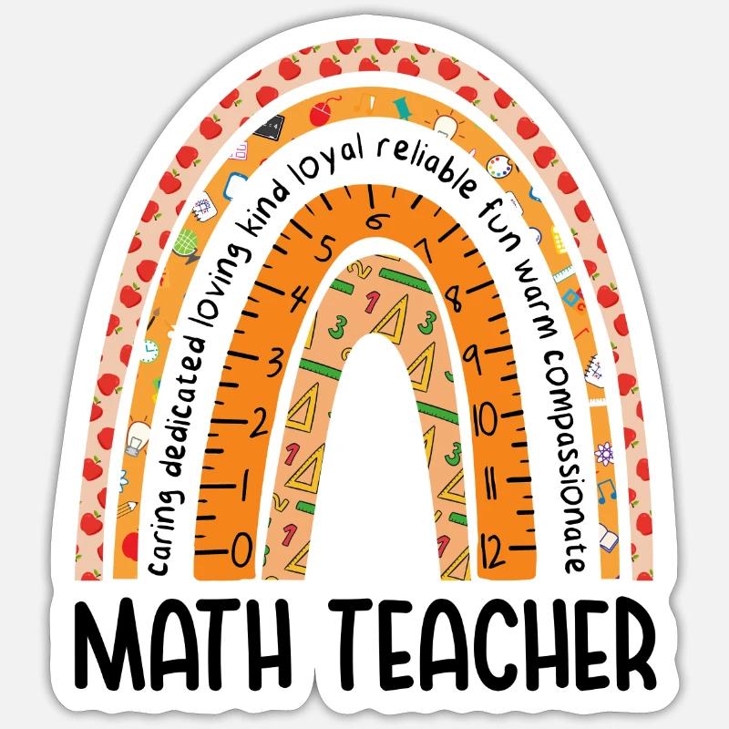 Math Teacher Vintage Rainbow - Sticker Größe S (10 x 10 cm) - Mattweiß