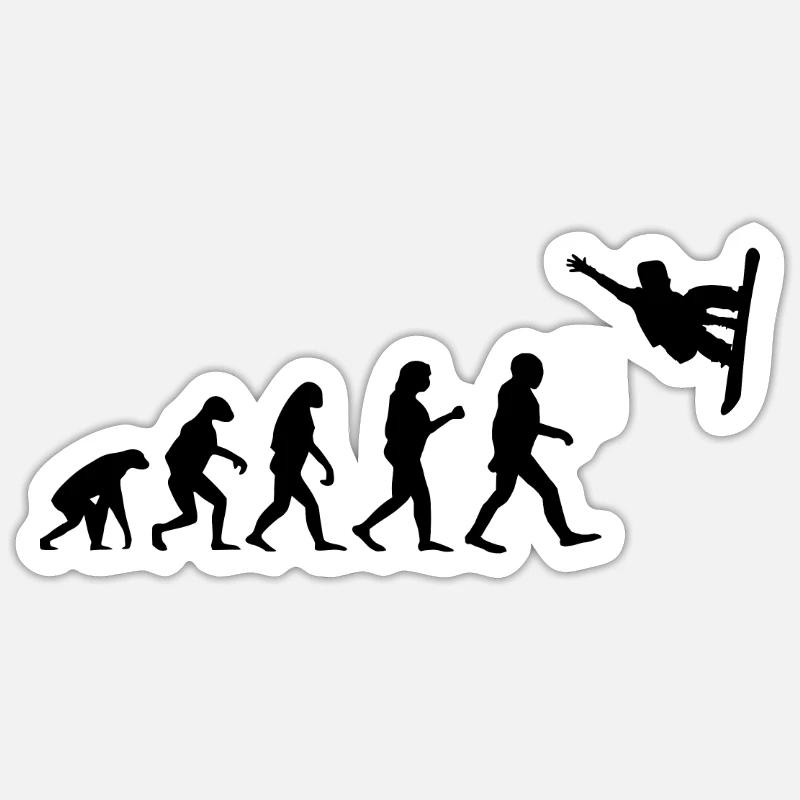 Evolution Snowboard Freeride Freeride Freestyle Beef Tombe - Sticker taille S (10 x 10 cm) - blanc mat