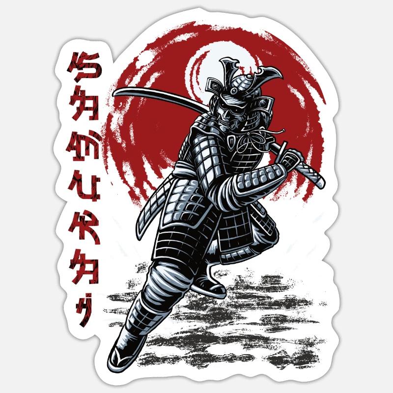 SAMURAI VINTAGE - Sticker size S (10 x 10 cm) - white matte
