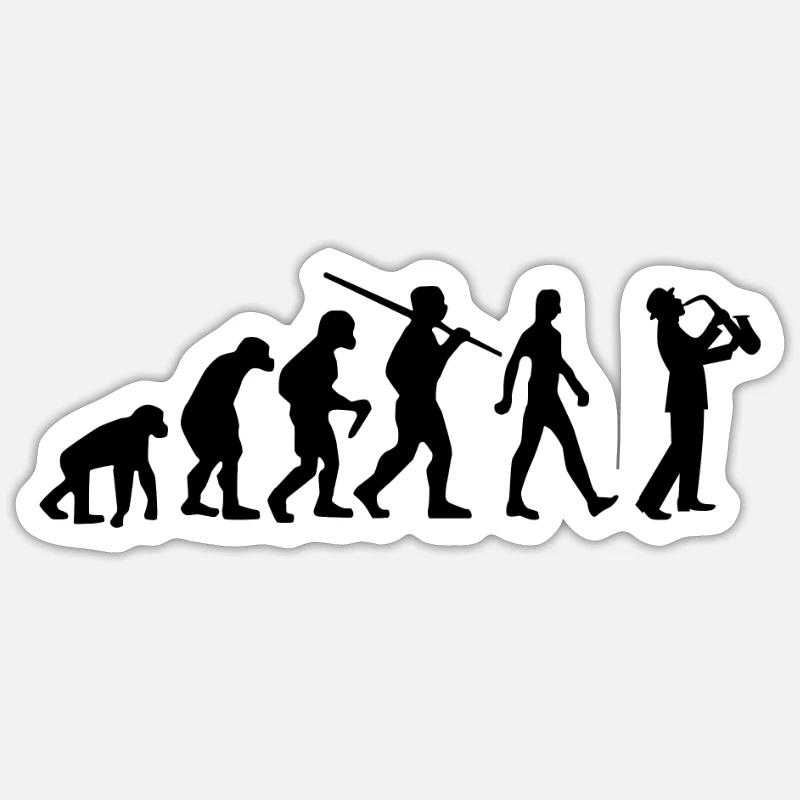 Saxophone Evolution Saxophonist Sticker Größe S (10 x 10 cm)