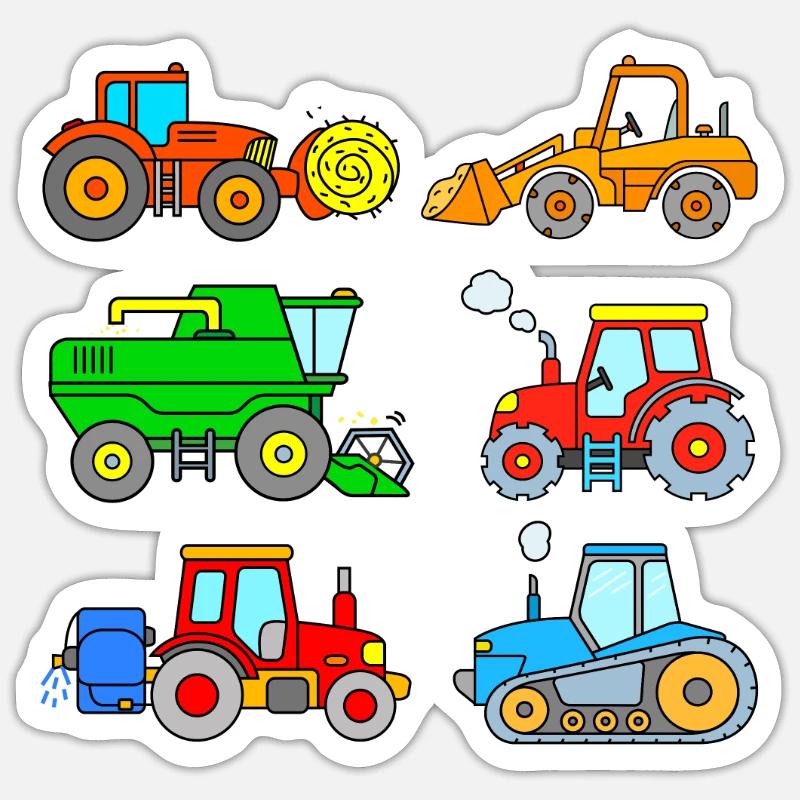 Traktor Trecker - Sticker Größe S (10 x 10 cm) - Mattweiß