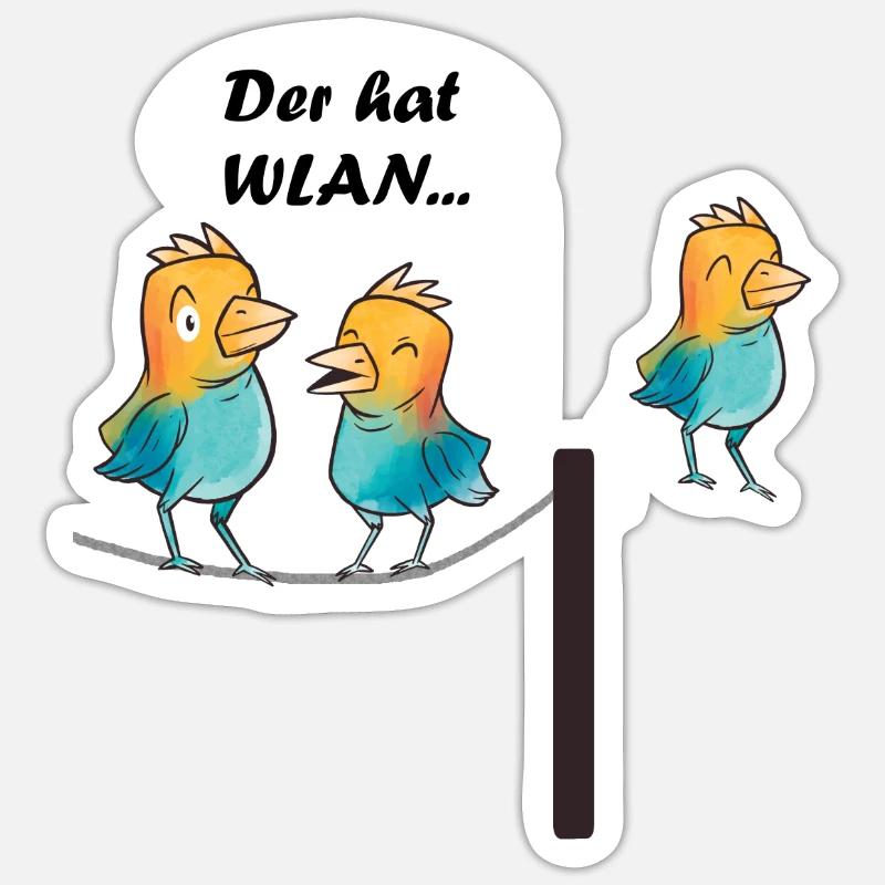 Il a wifi onde perruque drôles de sorts animaux - Sticker taille S (10 x 10 cm) - blanc mat