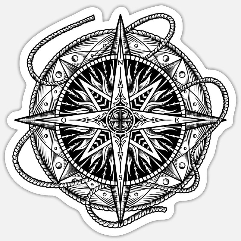 Compass rose with ship jam Sticker size S (10 x 10 cm)