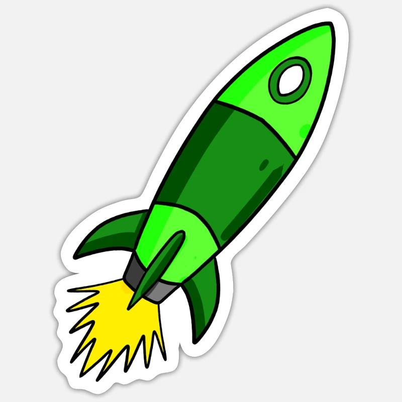 Green Rocket - Sticker size S (10 x 10 cm) - white matte