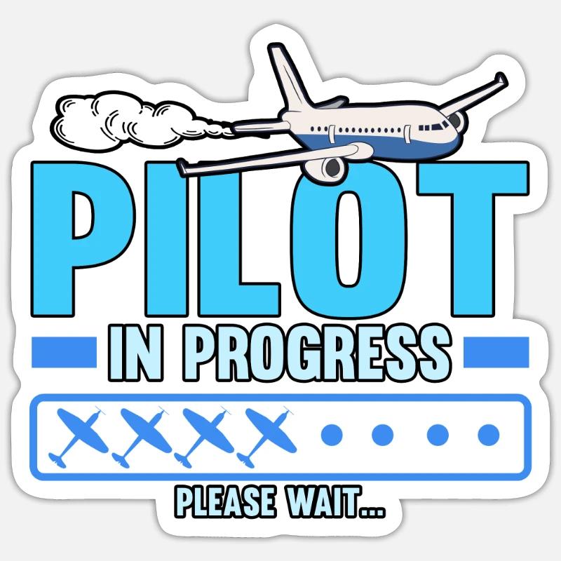 Pilot Flugzeug Luftfahrt Fliegen Beruf Lustig - Sticker Größe S (10 x 10 cm) - Mattweiß