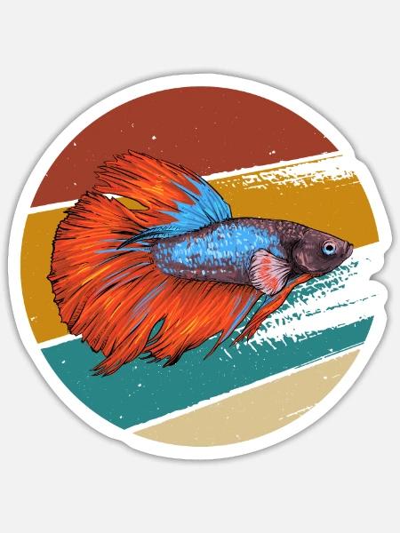 Siamesischer Kampffisch Zierfisch Fisch Geschenk - Sticker Größe S (10 x 10 cm) - Mattweiß