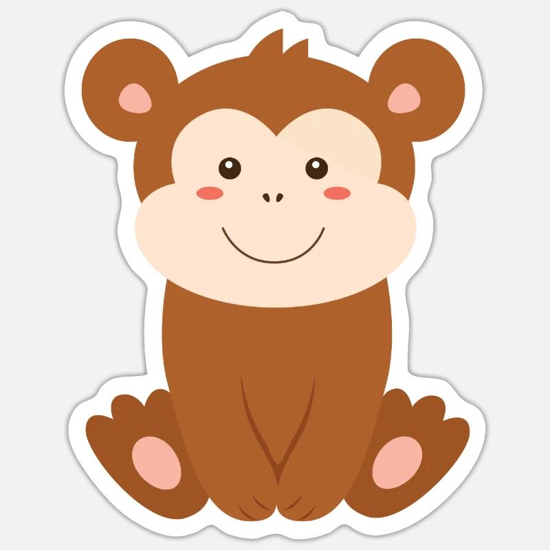 Bébé singes enfants - Sticker taille S (10 x 10 cm) - blanc mat