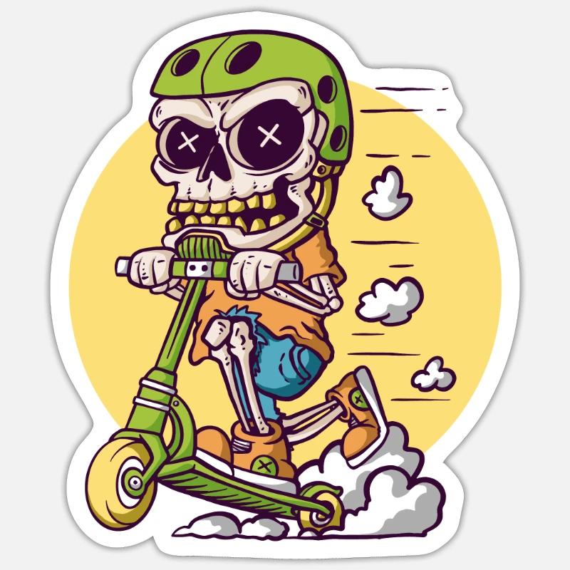 Skull Tretroller - Sticker Größe S (10 x 10 cm) - Mattweiß