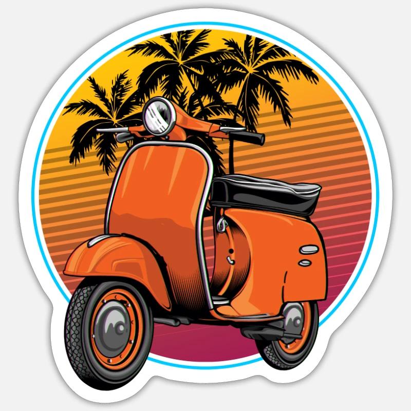 Scooter Mofa Moped Roller - Sticker size S (10 x 10 cm) - white matte