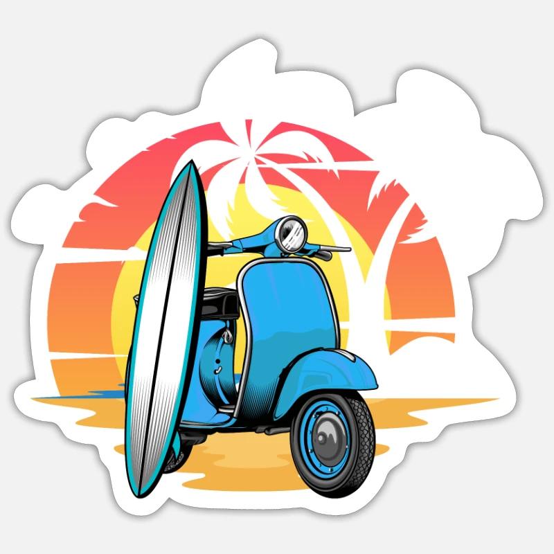 Scooter scooter mobylette scooter - Sticker taille S (10 x 10 cm) - blanc mat