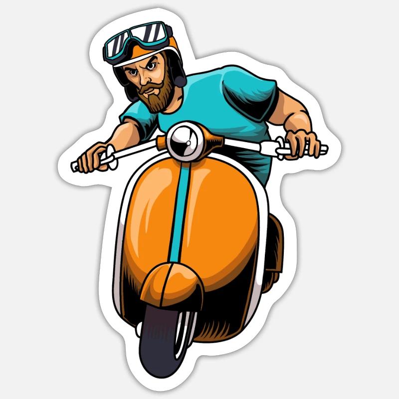 Scooter scooter mobylette scooter - Sticker taille S (10 x 10 cm) - blanc mat