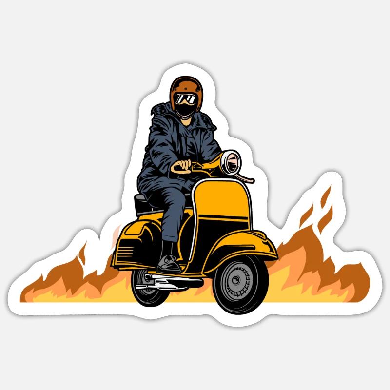 Scooter Mofa Moped Roller - Sticker size S (10 x 10 cm) - white matte