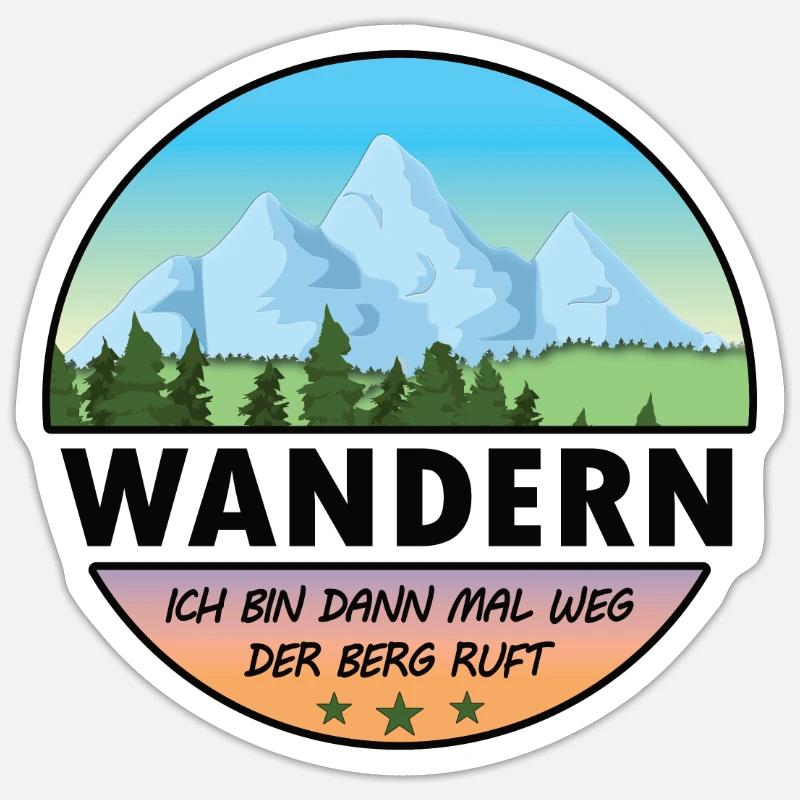 Ich bin dann mal weg, der Berg ruft - Sticker Größe S (10 x 10 cm) - Mattweiß