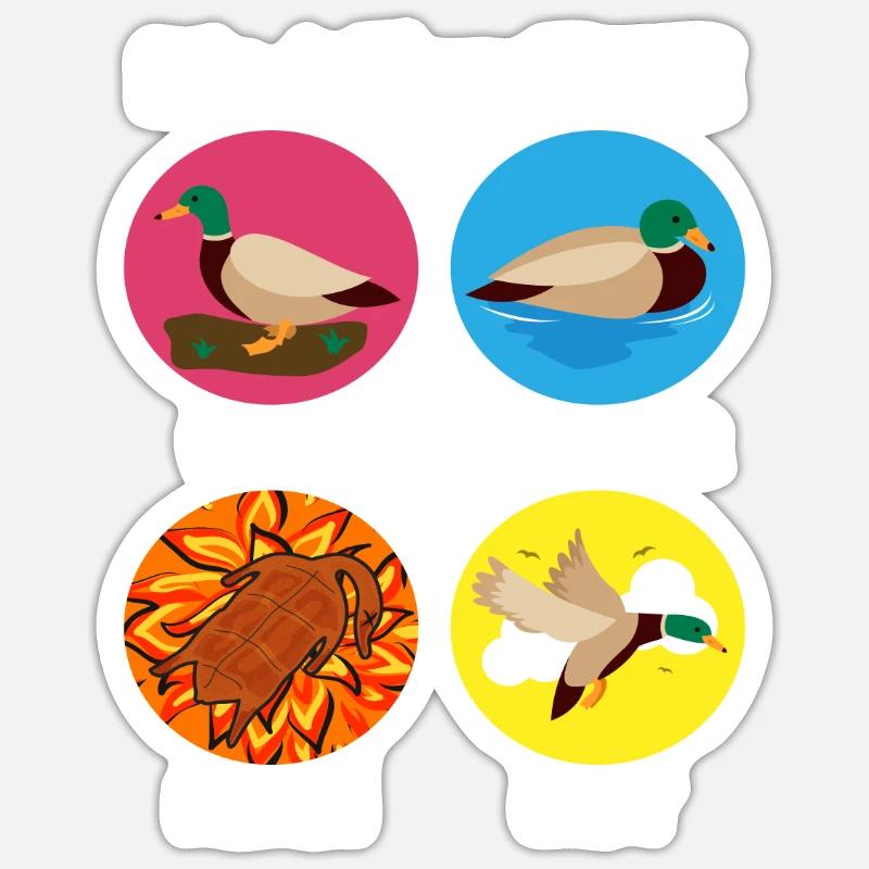 Les 4 Canard ElemENTE Canard Feu Eau Sticker taille S (10 x 10 cm)