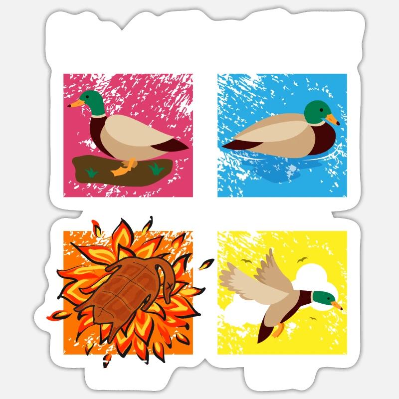 The 4 ElemENTE Ducks Duck Fire Water Sticker size S (10 x 10 cm)