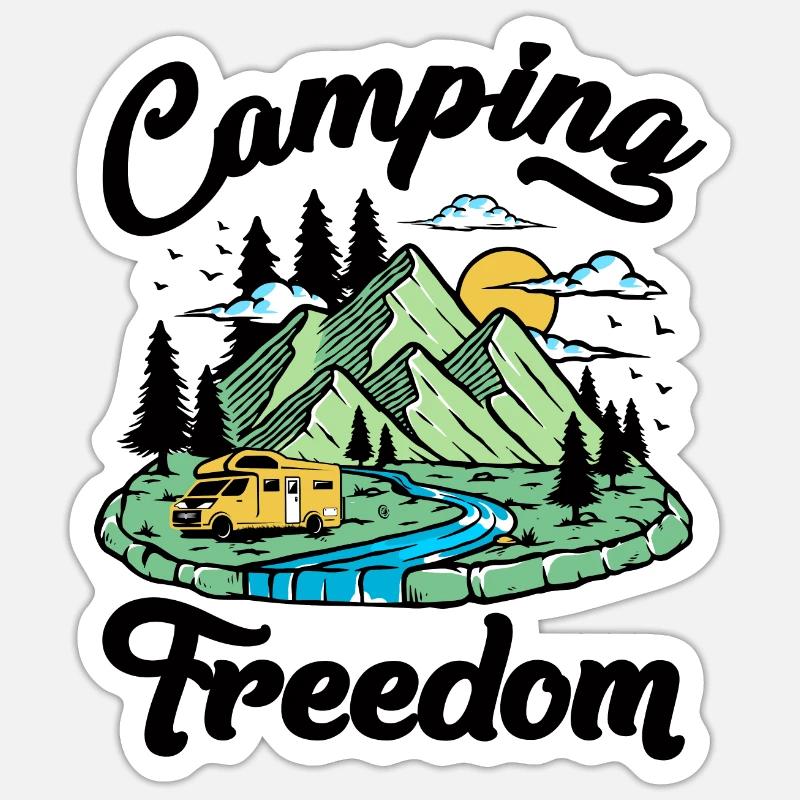 Camping Freedom - Sticker size S (10 x 10 cm) - white matte
