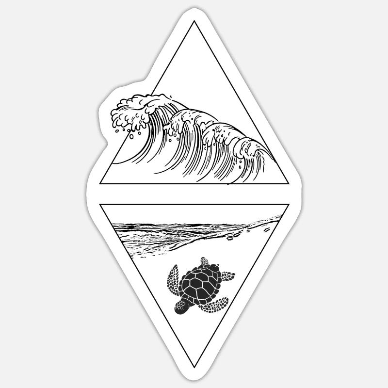 Triangle Wave Turtle - Sticker taille S (10 x 10 cm) - blanc mat