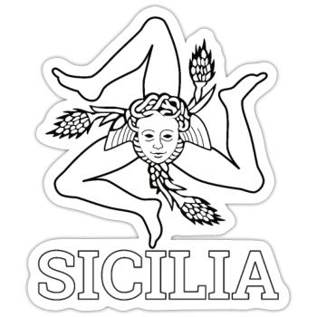 "Sizilianische Flagge" - Sizilien, Sicilia - Sticker Größe S (10 x 10 cm) - Mattweiß - Vorne