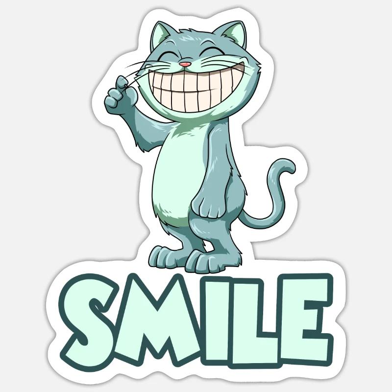 Grinning Cat - Sticker size S (10 x 10 cm) - white matte