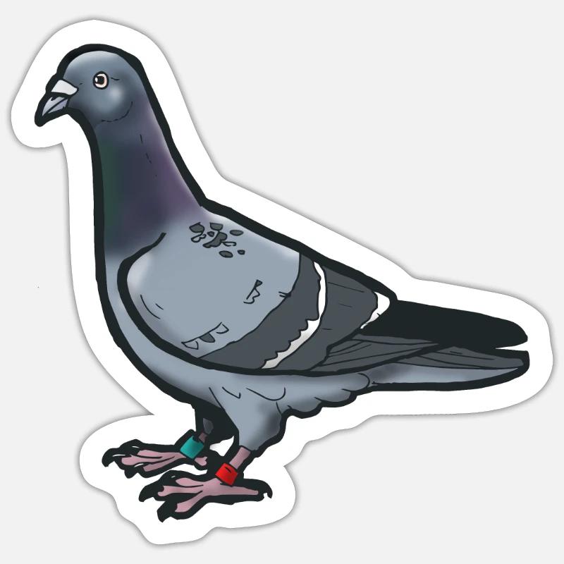 Comic Lustige Taube Vogel Geschenkidee Brieftaube - Sticker Größe S (10 x 10 cm) - Mattweiß