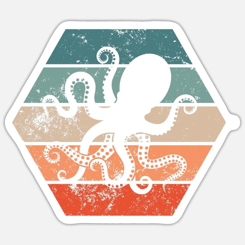 Pieuvres de calmar rétro cadeau - Sticker taille S (10 x 10 cm) - blanc mat