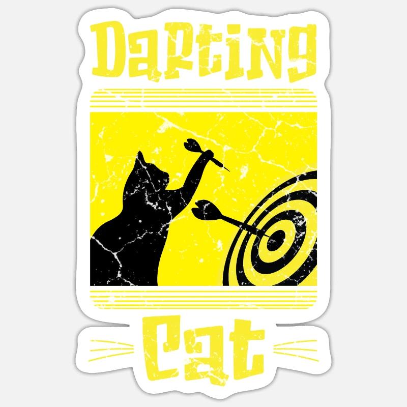 Fléchettes chat Fléchettes sport - Sticker taille S (10 x 10 cm) - blanc mat