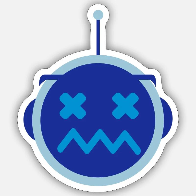 Robot perplexe avec yeux X Sticker taille S (10 x 10 cm)