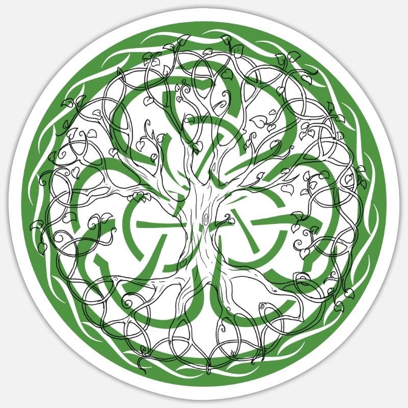 Celtic Irland Wikinger Keltisch Knoten Muster Baum - Sticker Größe S (10 x 10 cm) - Mattweiß