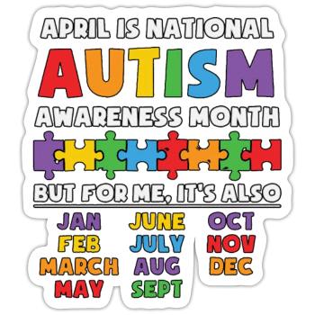 Autisme Autiste Asberger Autisme Awareness Puzzle - Sticker taille S (10 x 10 cm) - blanc mat - Devant