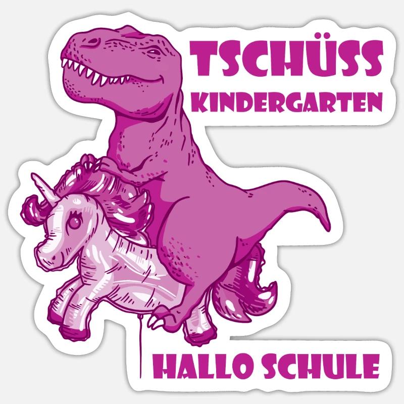 Dino T-Rex Schule Dinosaurier Schulkind Einhorn Sticker Größe S (10 x 10 cm)