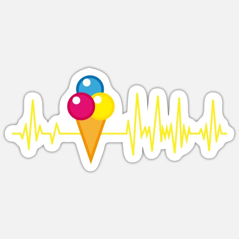 Eiscreme Eis Herzschlag Sommer - Sticker Größe S (10 x 10 cm) - Mattweiß