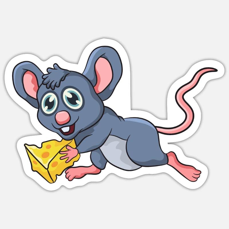 Souris au fromage - Sticker taille S (10 x 10 cm) - blanc mat