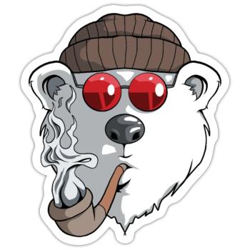 Kapitän Seemann Bär Comic - Sticker Größe S (10 x 10 cm) - Mattweiß - Vorne