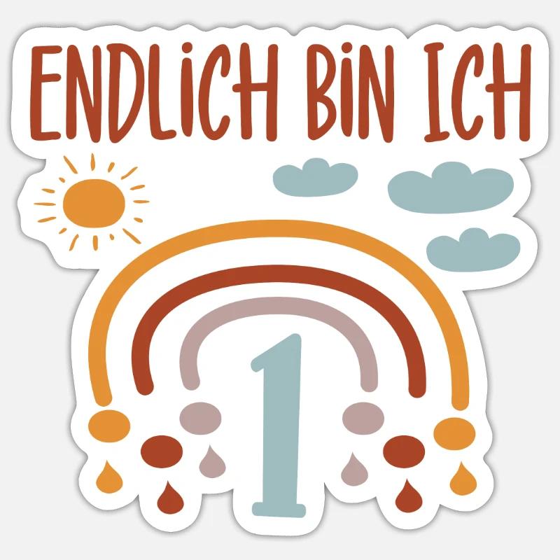 1. Geburtstag Endlich ich bin 1 Kindergeburtstag - Sticker Größe S (10 x 10 cm) - Mattweiß