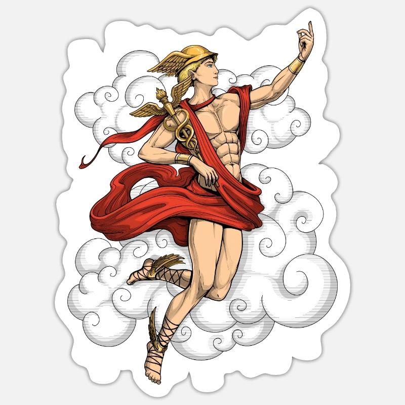 Griechischer Gott Hermes - Sticker Größe S (10 x 10 cm) - Mattweiß
