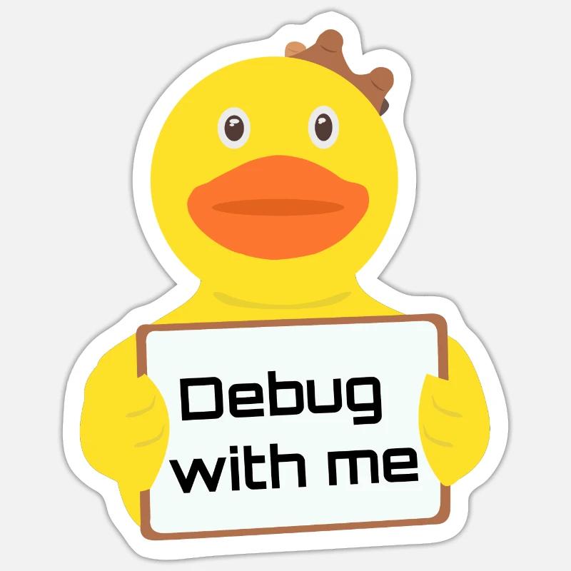 Rubber Duck - Gummiente - Debug with me - Sticker Größe S (10 x 10 cm) - Mattweiß