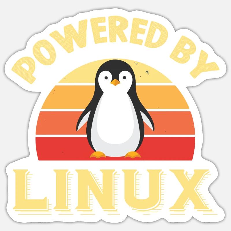 Alimenté par Linux Rétro Vintage Geek - Sticker taille S (10 x 10 cm) - blanc mat